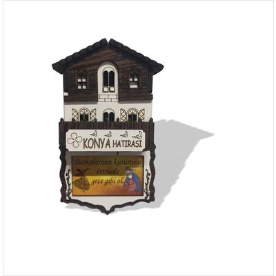 Ahşap Yöresel Hediyelik Ceviz Resimli Ev Magnet
