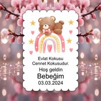 Kişiye Özel Bebek Magneti 8x5 cm Ahşap – UV Baskılı Doğum, Mevlüt & Baby Shower Hediyeliği (10 Adet)