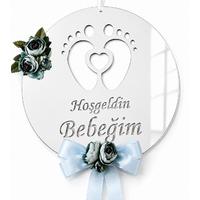 Hoşgeldin Bebeğim Gümüş Ayna Pleksi Bebek Kapı ve Oda Süsü 30x30 cm