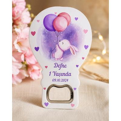 Kişiye Özel 1 Yaş Doğum Günü Açacak Magnet – Tavşan ve Balon Temalı Hediyelik 10 Adet Fiyatı