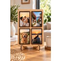 Kişiye Özel 4 Fotoğraflı Ahşap Masaüstü Çerçeve – Ayaklı 25x20 cm