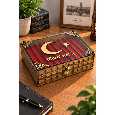 Kişiye Özel Ahşap Tespih Koleksiyon Kutusu – Çekmeceli Tespih Saklama ve Sergileme Kutusu 25x35x10 cm