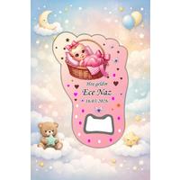 Kişiye Özel Bebek Açacak Magnet 10x6,5 cm – UV Baskılı Hoş Geldin Bebek Hediyeliği (10’lu Paket)