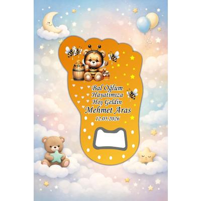 Kişiye Özel Bebek Açacak Magnet 10x6,5 cm – UV Baskılı Hoş Geldin Bebek Hediyeliği (10’lu Paket)