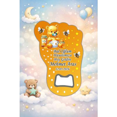 Kişiye Özel Bebek Açacak Magnet 10x6,5 cm – UV Baskılı Hoş Geldin Bebek Hediyeliği (10’lu Paket)