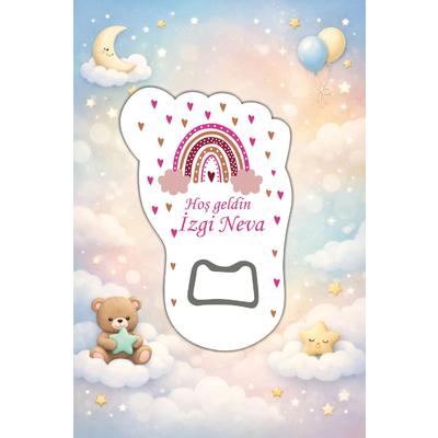Kişiye Özel Bebek Açacak Magnet 10x6,5 cm – UV Baskılı Hoş Geldin Bebek Hediyeliği (10’lu Paket)