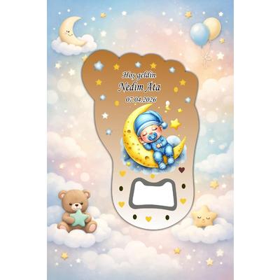 Kişiye Özel Bebek Açacak Magnet 10x6,5 cm – UV Baskılı Hoş Geldin Bebek Hediyeliği (10’lu Paket)