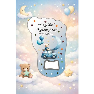 Kişiye Özel Bebek Açacak Magnet 10x6,5 cm – UV Baskılı Hoş Geldin Bebek Hediyeliği (10’lu Paket)