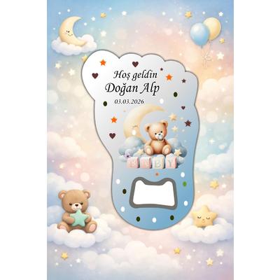 Kişiye Özel Bebek Açacak Magnet 10x6,5 cm – UV Baskılı Hoş Geldin Bebek Hediyeliği (10’lu Paket)