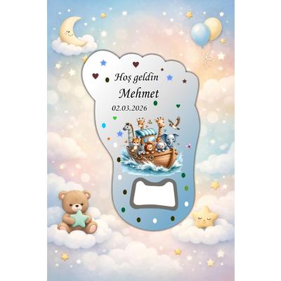 Kişiye Özel Bebek Açacak Magnet 10x6,5 cm – UV Baskılı Hoş Geldin Bebek Hediyeliği (10’lu Paket)