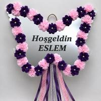 Kişiye Özel İsimli Gümüş Ayna Pleksi Kelebek Model Bebek Kapı Süsü 30x30 cm
