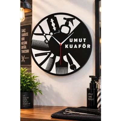 Kişiye Özel Kuaför Duvar Saati – İsimli Berber ve Kuaför Dekor Saati