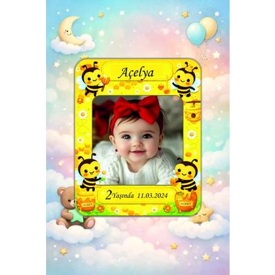 Kişiye Özel Resimli Bebek Magneti 10x8 cm (10 Adet) – Ahşap UV Baskılı Fotoğraflı Doğum Günü & Hatıra Magneti