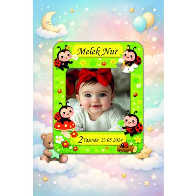 Kişiye Özel Resimli Bebek Magneti 10x8 cm (10 Adet) – Ahşap UV Baskılı Fotoğraflı Doğum Günü & Hatıra Magneti