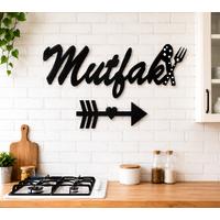 Lazer Kesim Mutfak Yazısı Duvar Dekoru – Dekoratif Ahşap Mutfak Süsü