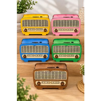 Toptan Ahşap Radyo Kumbara – Retro Renkli Dekoratif Kumbara Modelleri - 50 Adet