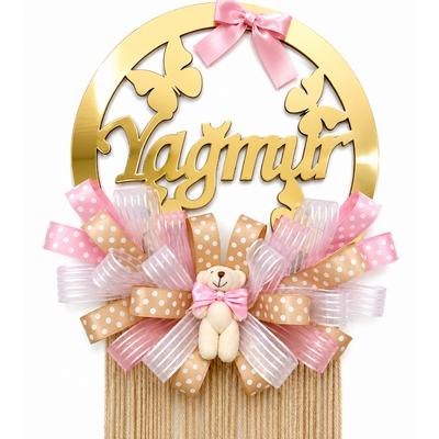 Kişiye Özel Gold Ayna Pleksi İsimli Bebek Kapı Süsü – 30×30 cm