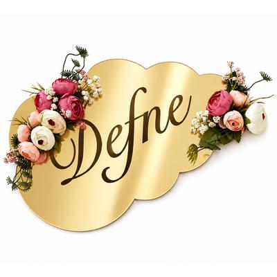 Kişiye Özel Gold Aynalı Bebek Kapı Süsü 30×24 cm – Çiçekli İsimli Model