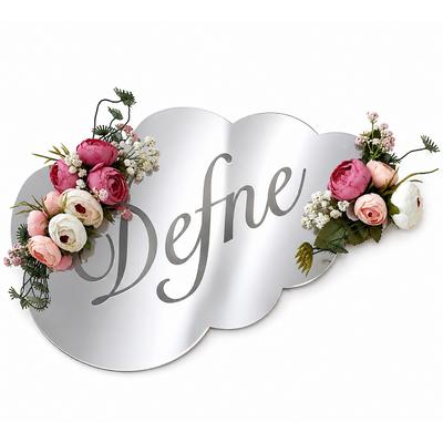 Kişiye Özel İsimli Aynalı Bebek Kapı Süsü 30×24 cm – Gold / Gümüş Pleksi